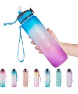 32 oz Water Bottle with Time Marker Carry Strap Leak Proof Tritan BPA Fr... - £19.59 GBP