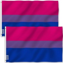 Anley 2Pcs Fly Breeze 3x5 Ft Bi Pride Flag - Bisexual Flags LGBT Flag Polyester - £8.13 GBP