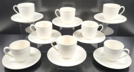 (8) Mikasa Italian Countryside Cups Saucers Set Cream Scrolls Ribbed Dis... - £55.09 GBP