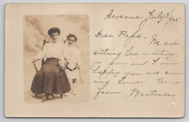 RPPC Mother And Little Beatrice Studio Beach Scene Letter To Papa Postcard S28 - £10.16 GBP