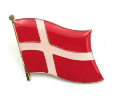 Lot of Four (4) Denmark Waving Flag Pins 1&quot; x 1&quot; - £7.58 GBP