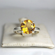 Natural Citrine Solitaire Ring  Handmade Lovely Ring Minimalist Gift for Her - £56.08 GBP