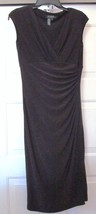 Ralph Lauren Poly Blend Dress With Cap Sleeves Black Women&#39;s Size 6 Nwot - £35.93 GBP