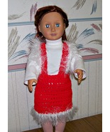 American Girl Crocheted Jumper, OOAK, 18 Inch Doll, Fir Trim, Handmade  - £17.52 GBP
