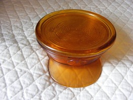 WW2 Era Glass Amber Sweetheart Jewelry Dresser Cap Dish - $53.45