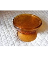 WW2 Era Glass Amber Sweetheart Jewelry Dresser Cap Dish - $53.45