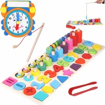 Wooden Montessori 7 - 1 Puzzle SetShape Sorter Counting Game, Preschool Educatio - £13.89 GBP