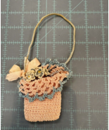 Vintage Handmade Crochet Purse Embellishment Pink Blue - €24,35 EUR