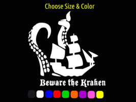 Beware The Kraken Sea Monster Decal Laptop Car Window Sticker Choose Size Color - £2.24 GBP+