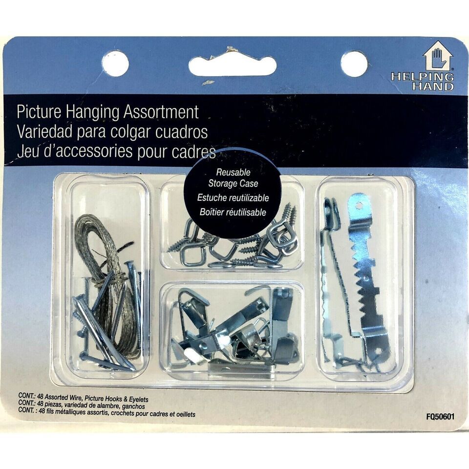 HELPING HAND - 48 Piece Picture Hanging Assortment & Reusable Case ~ New