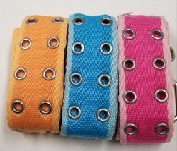3- RETRO Size 11 Pink Blue Orange 32.5-38.5&quot; Belts Silver Tone Buckle End &amp; Loop - £16.29 GBP