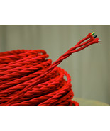 Red Twisted 3-Wire Cloth Covered Cord, 18 Gauge Vintage Lamp Antique Lig... - £1.23 GBP