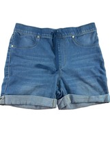 Just Be Womens Size Small Pull On Cuffed Denim Shorts Faux Pockets Stretch - $21.78