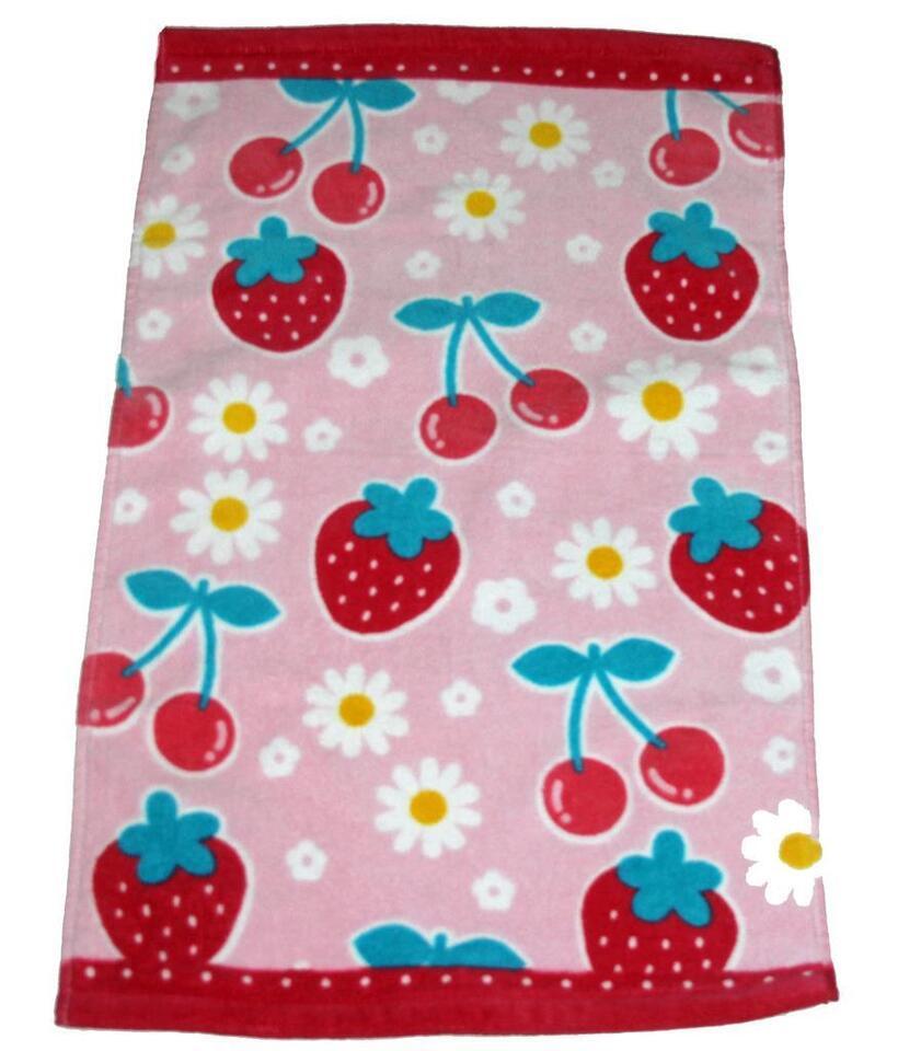 Kassafina Fruit Cherries Strawberries Daisies Pink Velour Hand Towel NWT - $14.99