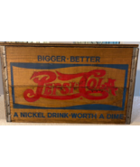 Vtg Pepsi Cola Wooden Crate Nickel Bottle Cap Checkers 17.75 x 11.75 x 1... - £194.75 GBP