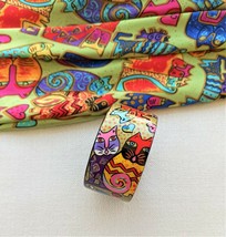 Painted wooden resin Cat bangle. Colorful Animal inspired bracelet. Gift for her - £45.94 GBP