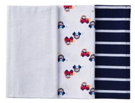 Gerber Flannel Burp Cloths, Baby Boy, Cars, Blue and Gray Stripes , Qty 3 - £9.55 GBP