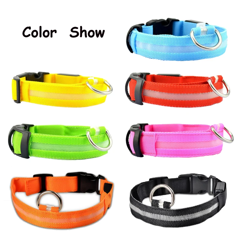 House Home 7 Colors LED Lights Dog Collars Night Safety Anti-lost Flashing Nylon - £19.66 GBP