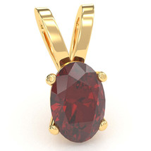 Lab-Created Ruby Oval Solitaire Pendant In 14k Yellow Gold - £156.48 GBP