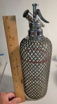 Sparkling Club Soda Seltzer Bottle Dispenser Wrapped in Metal Mesh Czechoslavaki image 10