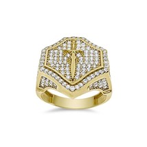 Authenticity Guarantee 
Sword Shield Knightly Ring Real 14k Yellow Gold Men S... - £568.49 GBP