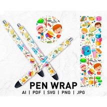 Cute Children Pen, Epoxy Pen Wraps, Pen Wrap Png, Pen Wrap SVG, Glitter ... - $2.96
