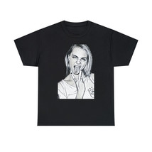 Cara Delevingne Graphic Print Black &amp; White Art Unisex Heavy Cotton T-Shirt - £8.78 GBP+