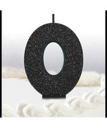 Black Glitter #0 Molded Shape Birthday Candle Party Supplies Cake Decora... - $73.99 MXN