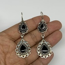 1pc, Handmade Turkmen Earring Tribal Jewelry Black Carnelian Teardrop Boho, B141 - £9.44 GBP