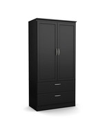Modern Two Door Wardrobe Armoire with Two Drawers and Hanging Rod Storag... - $651.99