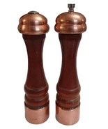 Vtg Wooden Salt Shaker &amp; Pepper Grinder Brass And Wood MCM Eeds Engineering - $373.19 MXN