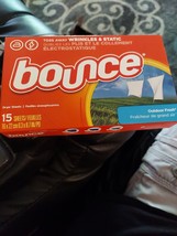 NEW Bounce Fabric Softener Dryer Sheets, Outdoor Fresh, 15 Count - £5.63 GBP