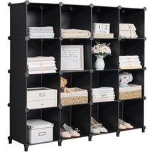 Cube Storage Organizer, 16-Cube Cubby Shelving Book Shelf Living Room, Closet Cl - £72.75 GBP