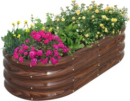 Snugniture 4 X 2 X 1 Foot Oval Metal Planter Box, Galvanized Raised Garden Bed, - £33.79 GBP