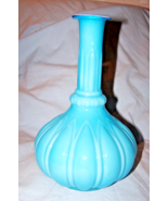 Bulbous Blue &amp; White Double Cased Mid-Century Modern Glass Vase w/Pontif... - $936.00 MXN
