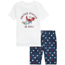 2pc Pajama Sets USA Top &amp; Short for Kids Eagle Summer Chill Snug-Fit Uni... - £15.02 GBP