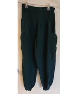 Womens S Harem Garden Vibrant Emerald Green High Elastic Waist Pants - $12.22 CAD