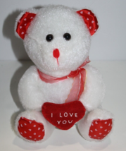 Puli Intl Valentines Teddy Bear 8&quot; Red Heart I Love You White Plush Stuf... - £10.64 GBP