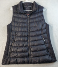 DKNY Down Vest Women Size Large Black Puffer Pocket Sleeveless Full Zipper - £26.52 GBP