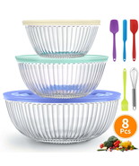Glass Mixing Bowls Set, 8 Pack Glass Mixing Bowl with BPA-Free Lids &amp; ut... - $40.93
