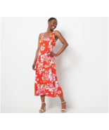 Susan Graver Liquid Knit Sleeveless Midi Dress (Coral Bloom, 2X) A480677 - £20.35 GBP