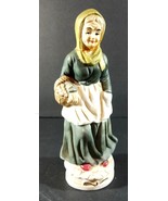 Vintage Old Lady Woman Grandma with Basket Head Scarf Apron Ceramic Figu... - €13,19 EUR