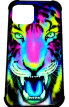 Slim Fit TPU Case Cover For iPhone 12 6.1" - Neon Rainbow TIGER image 2