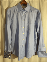 EGARA Paisley Flip Cuff Dress Shirt-Blue/Red Textured L/S Mens EUC Mediu... - $12.38