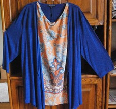 Dalia Paisley Tank Top Over-Wrap Jacket Sweater 2X - £54.25 GBP