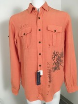 NEW Polo Ralph Lauren Vintage Asian Print Shirt! L Weathered Orange Silk &amp; Linen - $79.99