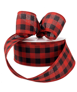 Red Black Buffalo Plaid Ribbon - 2 1/2&quot; X 50 Yards, Check Christmas Ribbon - $668.91 MXN