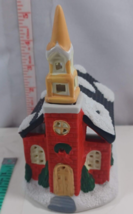 Small  red Ceramic Christmas church very good - £4.74 GBP