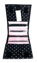 Mary Kay Black W-Pink Hearts Travel Roll Up Bag Cosmetic Organizer Cute New - $14.22