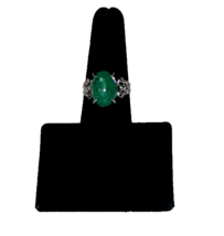 Green Jade Oval Cabochon Gemstone on 925 Sterling Silver Ring w/ size 6 - £27.26 GBP